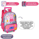 Kit Mochila de Carrinho Lancheira Térmica Peppa Pig Infantil Escolar Meninas Rosa Clio