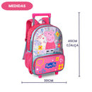 Mochila de Carrinho Infantil Peppa Pig Escolar Menina Passeio Resistente Espaçosa Volta as Aulas