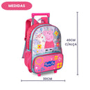 Kit Mochila de Carrinho Lancheira Térmica Peppa Pig Infantil Escolar Meninas Rosa Clio