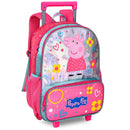 Kit Mochila de Carrinho Lancheira Térmica Peppa Pig Infantil Escolar Meninas Rosa Clio