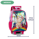 Mochila de Carrinho Mala Bolsa Unicórnio Feminino Escolar Infantil Clio