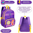 Kit Mochila De Costas e Lancheira Térmica Roxa 3 Palavrinhas Desenho Música Infantil Escolar Volta As Aulas