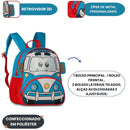 Mochila de Costas Mala Bolsa Azul Vermelho Infantil Masculino Escolar Clio