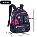 Kit Mochila De Costas e Lancheira Térmica Luluca Preto Escolar Juvenil Feminino Estilosa Volta As Aulas