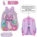 Mochila Costas Stitch Angel Disney Rosa Roxo Infantil Escolar Volta As Aulas Passeio Viagem Estudos