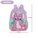 Mochila Costas Stitch Angel Disney Rosa Roxo Infantil Escolar Volta As Aulas Passeio Viagem Estudos