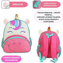 Mochila de Costas Infantil Unicórnio Rosa Animais Escolar Menina - Clio Pets