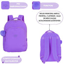 Kit Mochila De Costas e Estojo Box UP4YOU Roxo Juvenil Estiloso Feminino Escolar Resistente Volta As Aulas