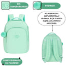 Kit Mochila De Costas e Estojo Duplo UP4YOU Turquesa Juvenil Escolar Feminino Volta As Aulas Estudos