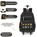 Mochila De Rodinhas Super Mario Bros Nintendo Games Azul Preto Infantil Escolar Viagem Passeio Estudos