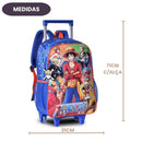 Mochila Rodinhas One Piece Luffy Zoro Sanji Anime Geek Escolar Infantil Resistente Volta As Aulas Passeio Viagem