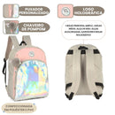 Mochila Juvenil Up4you Chaveiro Pompom Unicornio Holográfica Estilosa Espaçosa Escolar Volta Aulas