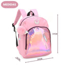 Mochila Juvenil Up4you Chaveiro Pompom Unicornio Holográfica Estilosa Espaçosa Escolar Volta Aulas