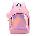 Mochila Juvenil Up4you Chaveiro Pompom Unicornio Holográfica Estilosa Espaçosa Escolar Volta Aulas