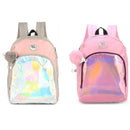 Mochila Juvenil Up4you Chaveiro Pompom Unicornio Holográfica Estilosa Espaçosa Escolar Volta Aulas