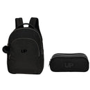Kit Mochila De Costas e Estojo Duplo UP4YOU Preto Escolar Juvenil Volta as Aulas Resistente Espaçosa