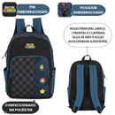 Kit Mochila De Costas e Estojo Triplo Super Mario Bros Luigi Nintendo Games Azul Infantil Escolar Volta As Aulas
