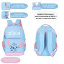 Mochila De Costas Stitch Disney Azul Rosa Desenho Escolar Infantil Menina Volta As Aulas Passeio Viagem