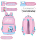 Mochila De Costas Stitch Disney Azul Rosa Desenho Escolar Infantil Menina Volta As Aulas Passeio Viagem