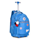 Kit Mochila de Carrinho Mala Bolsa Lancheira Térmica Duas Alças Azul Escolar Meninas Juvenil Rebecca Bonbon Clio Megalomania