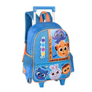 Kit Mochila de Carrinho Bolofofos Azul Lancheira Térmica Duas Alças Lanchinho Infantil Escolar Clio Megalomania