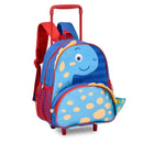 Kit Mochila de Carrinho Dinossauro Mala de Rodinhas Azul Lancheira Térmica Duas Alças Costas Meninos Masculino Infantil Megalomania