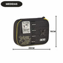 Kit Mochila de Carrinho e Estojo Box 100 Pens 36 Elástico Volta as Aulas Escolar Anime Juvenil