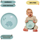 Pratinho Silicone Verde Ventosa Cloudy Bebê Infantil Introdução Alimentar Mamãe BPA Free Maternidade Buba