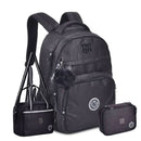 Kit Mochila Costas Rebecca Bonbon Preto Lancheira Térmica Estojo Box Juvenil Escolar Feminino Meninas Volta ás Aulas 2025 Clio Megalomania