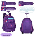 Mochila de Carrinho Rodinhas Rebecca Bonbon Rosa Roxo Preta Juvenil Escolar Feminina Notebook