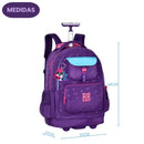 Mochila de Carrinho Rodinhas Rebecca Bonbon Rosa Roxo Preta Juvenil Escolar Feminina Notebook