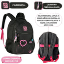 Mochila de Costas Rebecca Bonbon Preta Escolar Volta as Aula Juvenil Adolescente Espaçosa Resistente