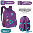 Kit Mochila De Costas e Lancheira Térmica Rebecca Bonbon Roxa Juvenil Feminino Volta As Aulas Estudos