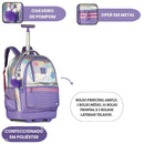 Mochila de Carrinho Rebecca Bonbon Rosa Holográfica Volta Aulas Notebook Espaçosa Juvenil Feminina