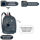 Kit Mochila De Carrinho e Lancheira Térmica e Estojo Box Jeans Rebecca Bonbon Juvenil Feminino Volta As Aulas