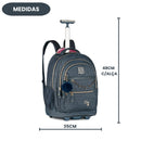 Mochila de Carrinho Rebecca Bonbon Jeans Escolar Rodinhas Juvenil Feminina Volta as Aulas Passeio