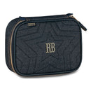 Kit Mochila De Rodinhas e Estojo Box Rebecca Bonbon Jeans Juvenil Feminino Escolar Volta As Aulas