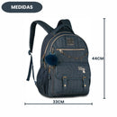 Kit Rebecca Bonbon Mochila de Costas e Estojo Box 100 Pens Jeans Juvenil Escolar Feminino Clio