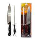Kit De Churrasco 2 Peças Faca Chaira Aço Inox Resistente Profissional Cozinha Chef Churrasqueiro Elite
