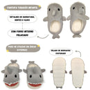 Chinelo Pantufa Baby Shark Tubarão Infantil Cinza Solado de Borracha Inverno Frio Megalomania