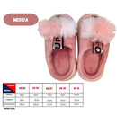 Pantufa Infantil Pompom Rosa Escuro Chinelo Anti Derrapante Meninas Inverno Quarto Frio Criança Megalomania