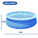 Piscina Inflável Redonda Adulto Criança 240cm x 63cm 2074 Litros Verão Natação Mergulho Megalomania