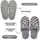 Pantufa Chinelo Cinza Quarto Adulto Inverno Frio Xadrez Presente Megalomania