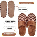 Pantufa Xadrez Smile Chinelo de Quarto Marrom Presente Adulto Megalomania
