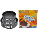 Kit 3 Peças Formas Bolo de Teflon Antiaderente 03 Peças com Fundo Falso Assadeira Preto Torta Elite