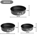 Kit 3 Peças Formas Bolo de Teflon Antiaderente 03 Peças com Fundo Falso Assadeira Preto Torta Elite