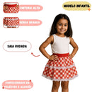 Saia Festa Junina Rosa Juvenil Quadrilha Feminina Infantil Meninas São João Escola Caipira