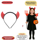 Tiara Diabinha Preto Vermelho Chifre Fantasia Halloween Carnaval Eventos Infantil