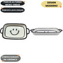 Travessa de Cerâmica Smile Resistente Elegante Presente Duravel Mesa Posta Sofisticado Forno Jantar