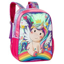 Mochila De Costas Unicornio Colorido Glitter Infantil Volta as Aulas Escolar Passeio Criança Menina Ponto Criativo